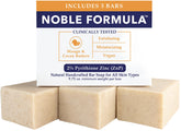 Noble Formula 2% ZnP bar with mango-cocoa lather for gentle cleansing.
