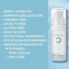 Noche Y Dia Caviar Eye Contour packaging box emphasizes Made in Spain origin.