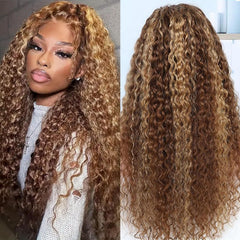 NOELLA honey blonde ombre lace front wig with water wave texture for natural daily wear