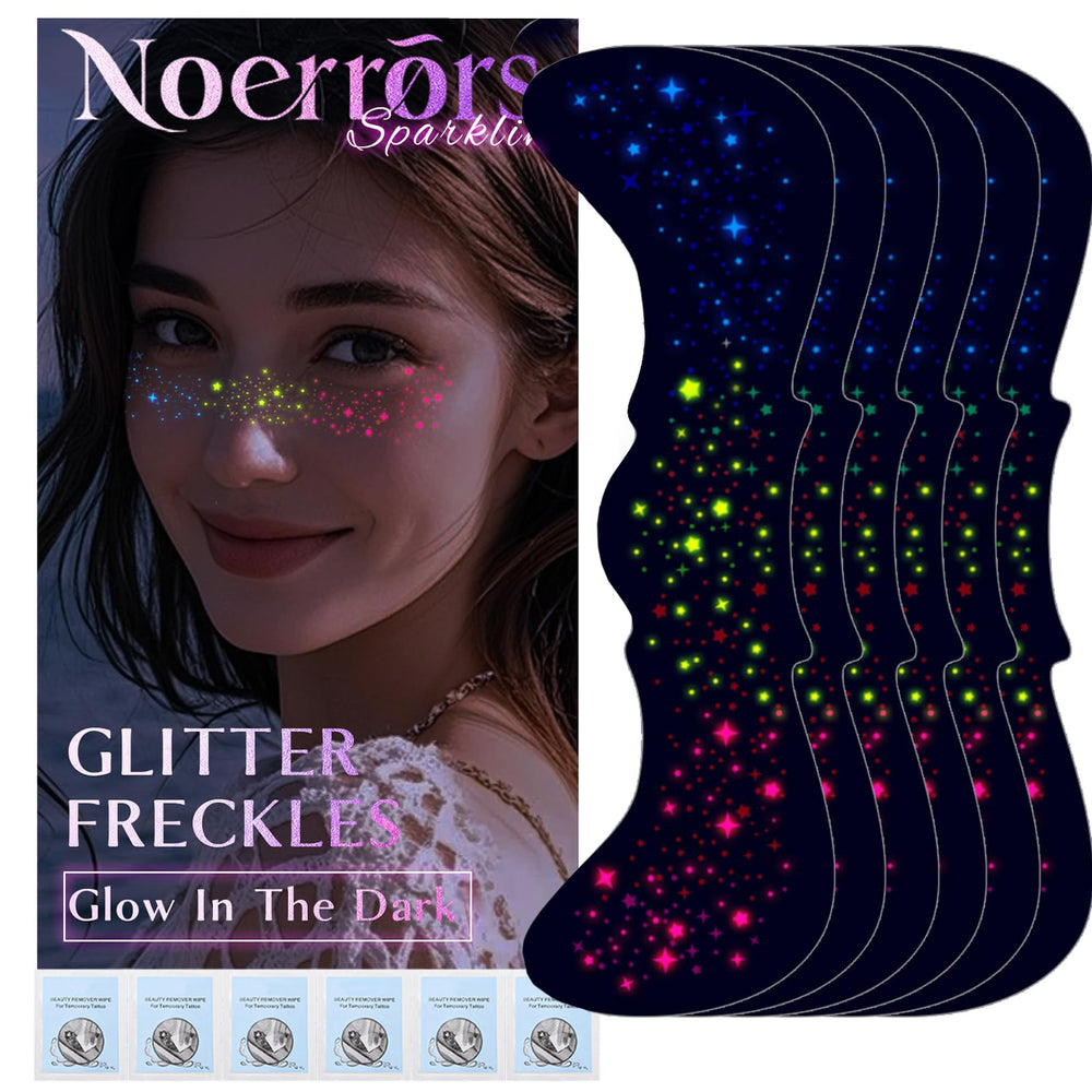 Noerrors rainbow freckles patches glow under UV light for a playful night party look