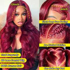Nollipopco burgundy lace front wig showing bleached knots and cap construction