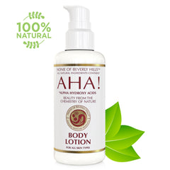 Nonie of Beverly Hills AHA Body Lotion texture closeup shows creamy formula