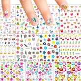 NOOEPC nail stickers for kids with flowers and mermaids, playful manicure idea