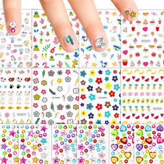 NOOEPC nail stickers for kids with flowers and mermaids, playful manicure idea