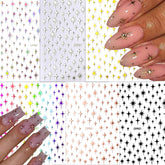 NOOEPC Star Nail Stickers pack showing six color sheets for at-home nail art.