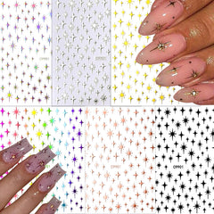 NOOEPC Star Nail Stickers pack showing six color sheets for at-home nail art.
