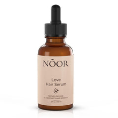 NOOR HAIR Growth Serum bottle close-up showing a non-greasy daily-use formula.