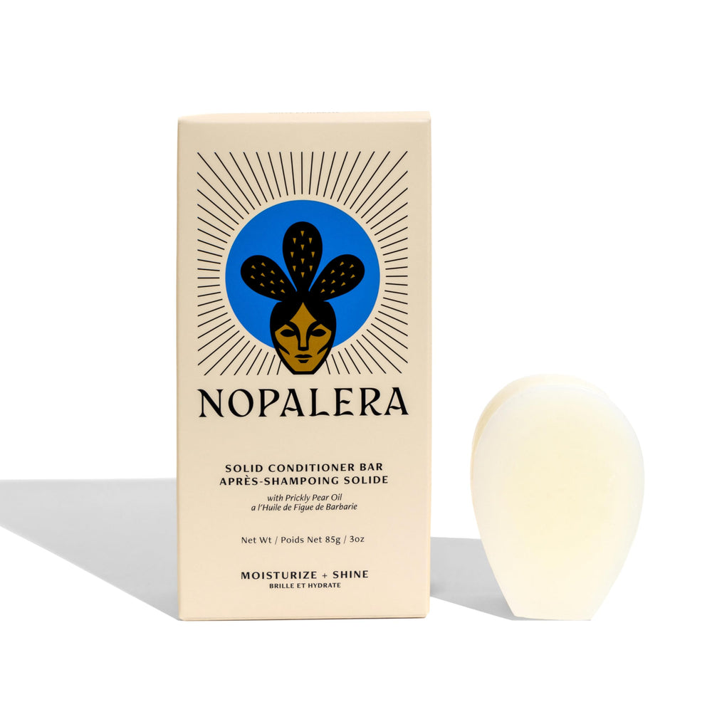 Nopalera Moisturize + Shine bar packaging highlighting vegan formula for hair care