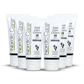 Nordic Care Foot Cream packaging with six bottles supports shared daily foot care.