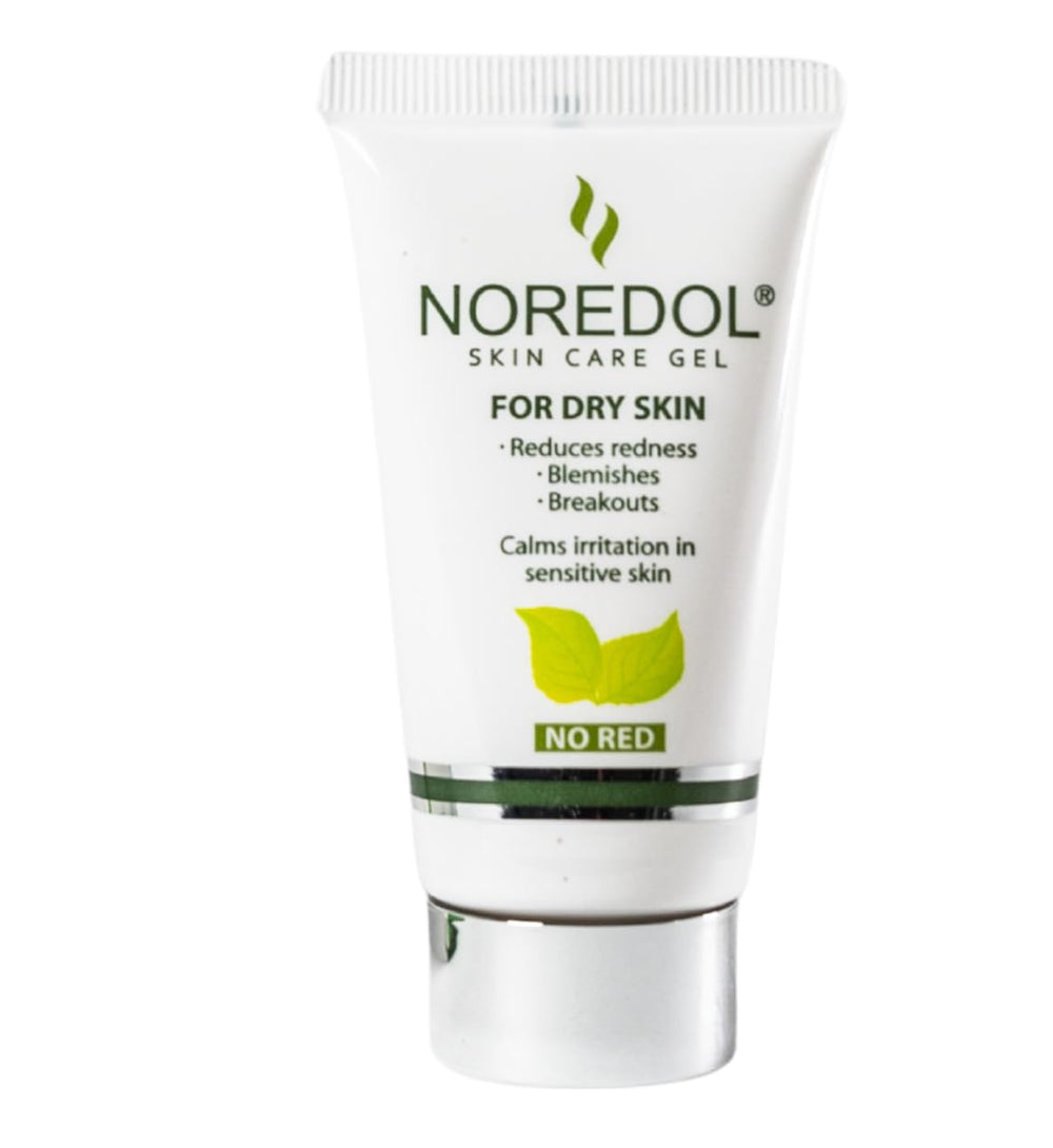 Noredol Redness Relief Gel bottle calms redness on sensitive skin
