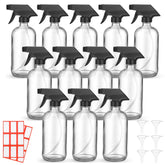 Norme 12-pack 8 oz glass spray bottles for versatile cleaning and beauty solutions.