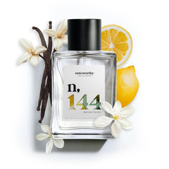 Noteworthy n,144 Brightside bottle-pour highlights a vibrant citrus scent for daytime wear.