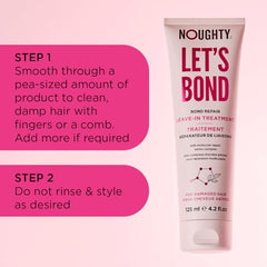 Noughty Let's Bond Builder on hair strands close-up highlights repair and shine on each strand