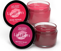 Nourish Mantra Beetroot Rose Lip Balm tube ready for hydration and SPF protection