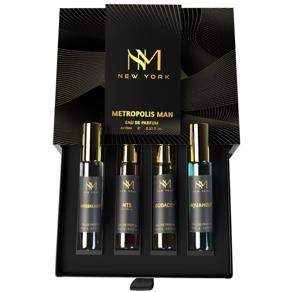 NOURISH MANTRA NM New York Metropolis Man bottle close-up for day-to-night wear