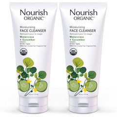 Nourish Organic face cleanser bottle front – fragrance-free hydration for all skin types.