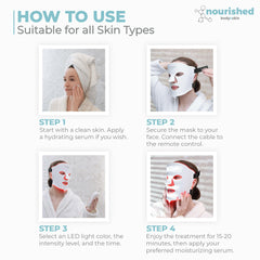 Nourished Bodynskin blue and red light therapy in action on the face for even tone.