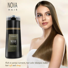 Nova Hair Dye Shampoo application with gloves protects skin during use.