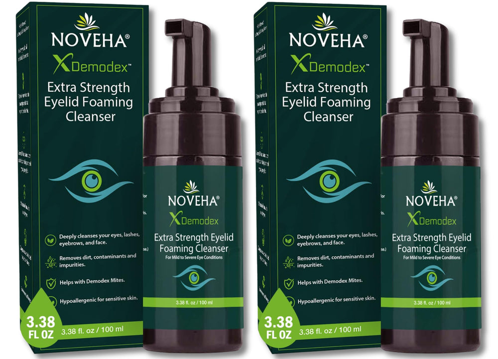 NOVEHA Demodex Eyelid Cleanser Foam bottle pack of 2 for daily eye care