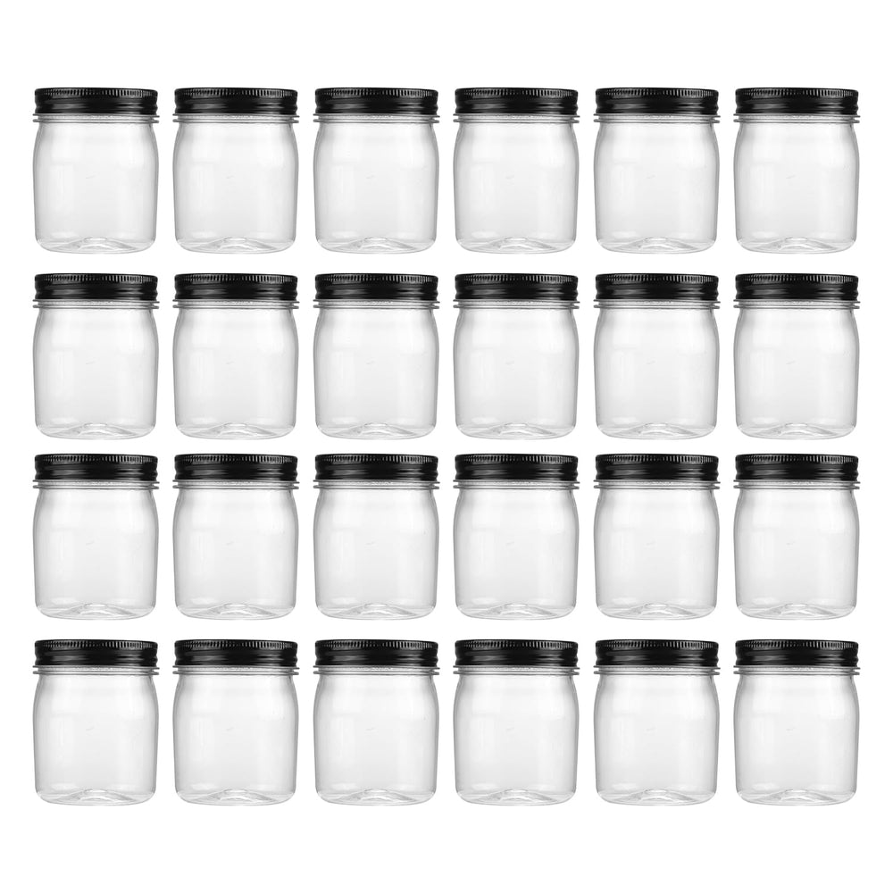 Novelinks 8 oz clear jar with metal lid for organized pantry storage.