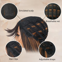 NOVFLKW heat-resistant synthetic fiber wig for easy styling and longevity.