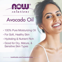NOW Avocado Oil helps soften rough skin for daily hydration.
