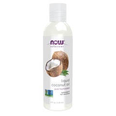 NOW Foods Liquid Coconut Oil bottle pour for lightweight skin moisturization