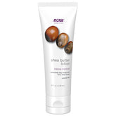 NOW Foods Shea Butter Lotion bottle showing rich moisture for dry skin