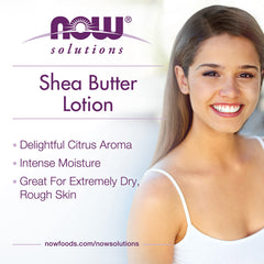 NOW Foods Shea Butter Lotion swirl reveals a velvety cream for intense hydration