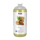 NOW Foods Sweet Almond Oil in amber bottle, smooth application for skin nourishment