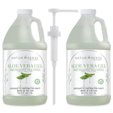 NTRSNS NaturSense Aloe Gel pump close-up showing organic formula for skin and hair
