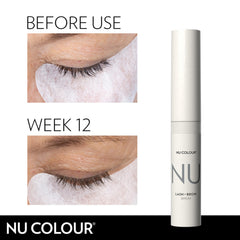 Nu Skin Nu Colour Lash + Brow Serum application demonstrates daily use.