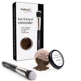 NuBeauti dark brown root touch up powder with brush for seamless beard and hairline coverage.