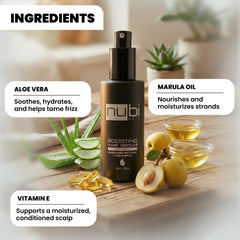Nubi Hair Silky Smooth Serum bottle with cap in clean packaging.