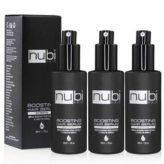 Nubi Hair Silky Smooth Serum bottle pour shows lightweight, non-greasy shine for hair.