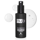 Nubi Hair Marula Anti Frizz Serum bottle demonstrates frizz control and shine