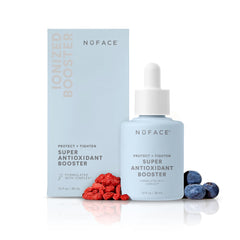 NuFACE Antioxidant Serum bottle shown for daily skincare protection and firming prep