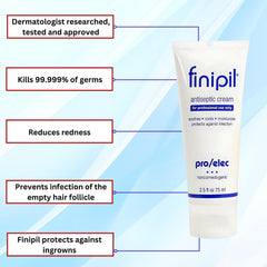 Nufree Finipil Pro Elec antiseptic cream texture closeup showing light, non-greasy feel