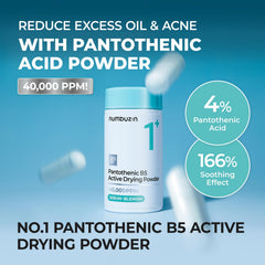 Numbuzin No.1 Pantothenic acid-rich formula emphasizes soothing, oil-regulating care.
