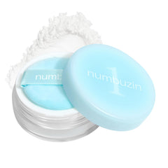 Numbuzin No.1 Powder bottle closeup demonstrates oil-control for blemish-prone skin.