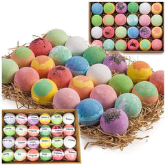 Nurture Me Organics 24-pack bath bombs for a moisturizing spa-like bath.