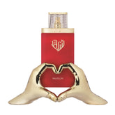 Nusuk Saher EDP bottle front view, conveys elegant design and lasting fragrance.