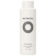 Nutrafol Root Purifier Shampoo bottle showing a hydrating cleanse for thinning hair