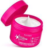 Nutree Professional hair mask jar closeup for damaged hair with Bondox benefits.