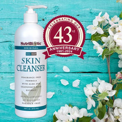 NutriBiotic Original Non-Soap Skin Cleanser label close-up showing fragrance-free, pH-balanced formula.