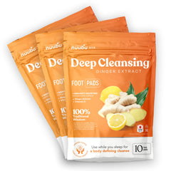 Nuubu Ginger Deep Cleansing Foot Pads pack with natural ingredients for a calming nightly routine.
