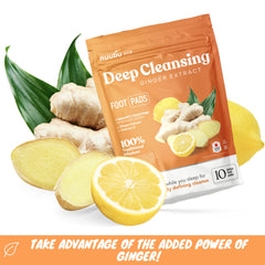 Close-up of Nuubu ginger foot pad adhesive for easy overnight placement.