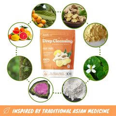 Nuubu patches with ginger powder on skin suggesting gentle cleansing and relaxation.