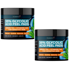 NUVADERMIS 35% glycolic peel pads packaging, convenient facial resurfacing tool.