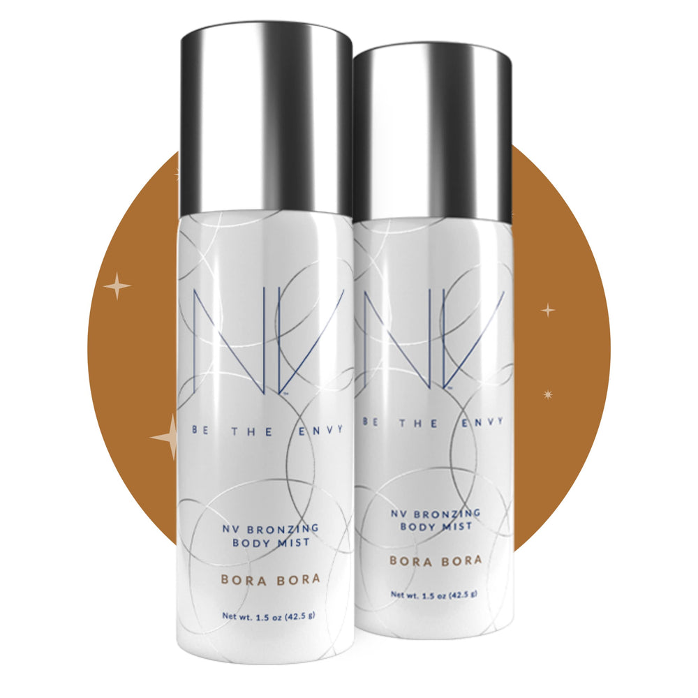NV BE THE ENVY Bronzing Body Mist Bora Bora bottle pour for a natural sun-kissed glow.
